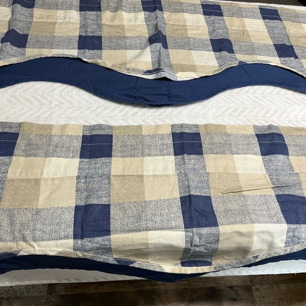 JC Penny Home Blue and Tan Plaid Valances